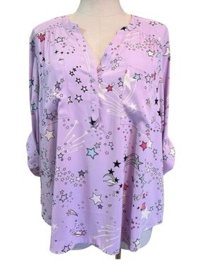 Torrid Harper Georgette Purple Shoot Star Top